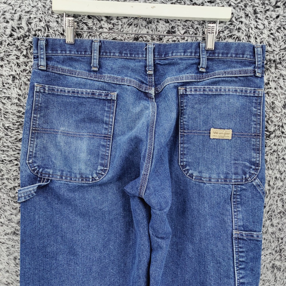 Wrangler Mens Workwear Utility Carpenter Strais Leg Jeans 36x30 Blue Denim - Picture 15 of 16